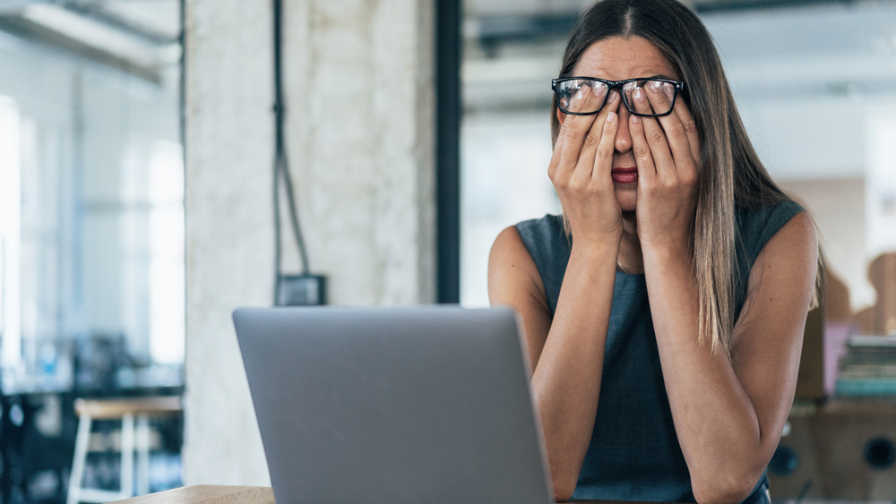 frustrated and tired businesswoman