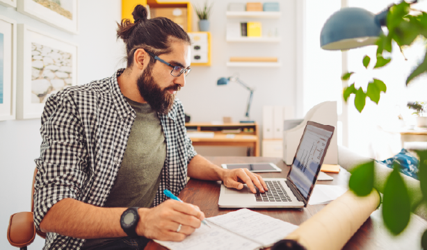 man working at desk