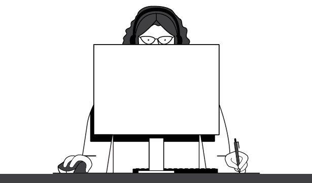 Illustration of woman at computer