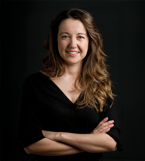 Portrait of woman on black background