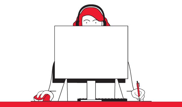 Illustration of woman at computer